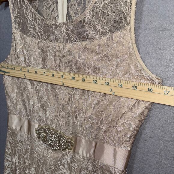 Jessica Howard Retro Champagne Sleeveless Lace Dress 4P Wedding Guest Dress - Picture 7 of 8